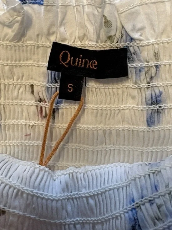 Quince 100% Organic Cotton Poplin Smocked Midi Dress Size Small Romantic Stems - Picture 8 of 12